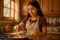 older hispanic girl cooking